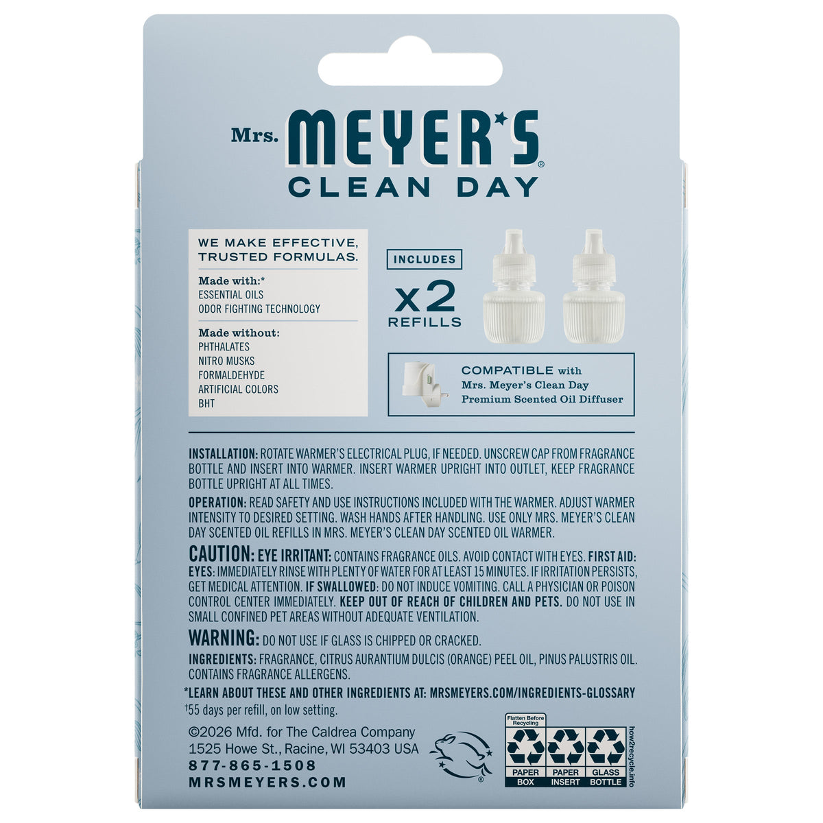 Home Care Snowdrop Plug In Scented Oil Refill, 2-Pack
