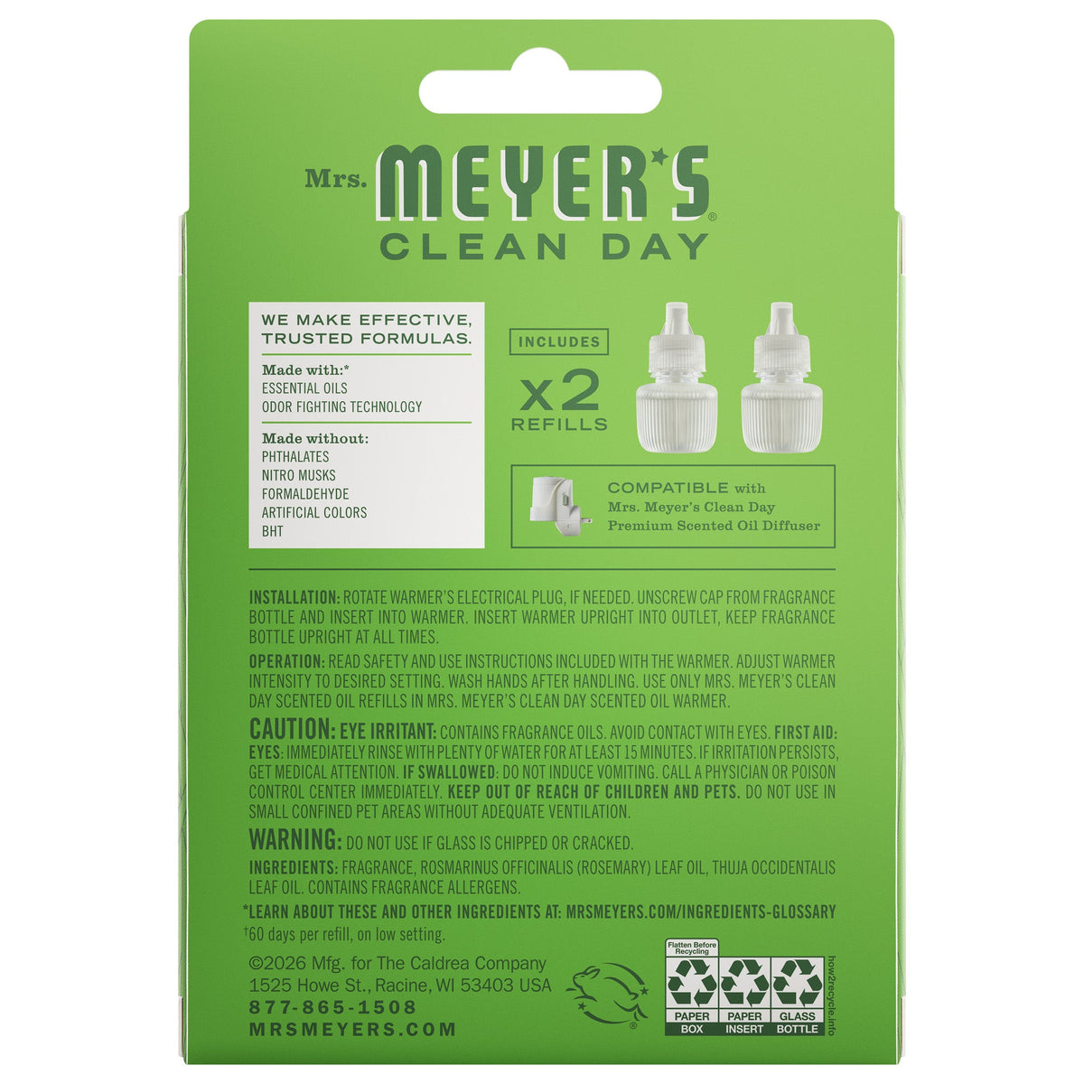 Home Care Fresh Cut Grass Plug In Scented Oil Refill, 2-Pack