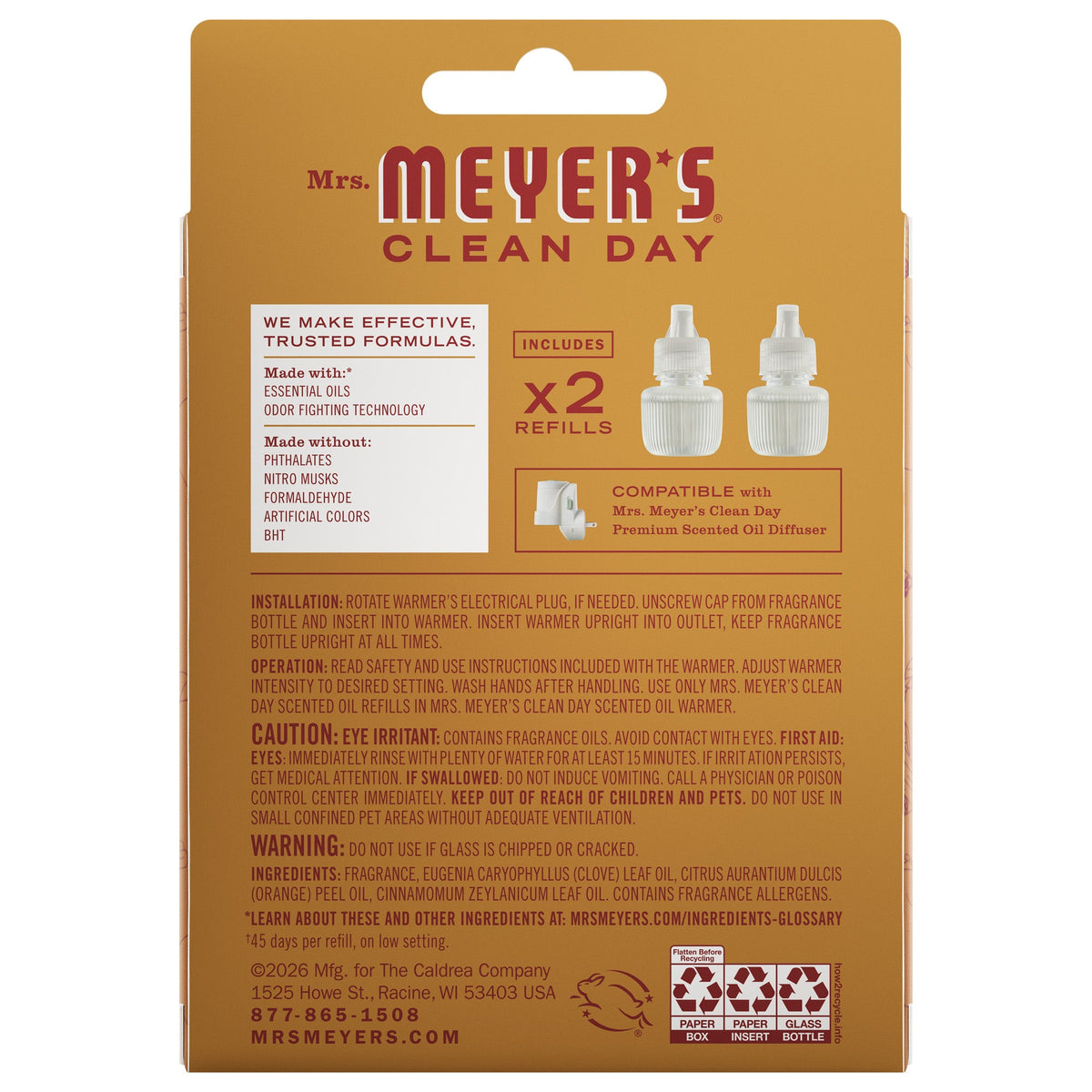 Home Care Apple Cider Plug In Scented Oil Refill, 2-Pack